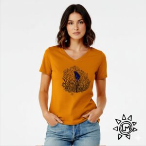 T-shirt col V Dem Juv Camel